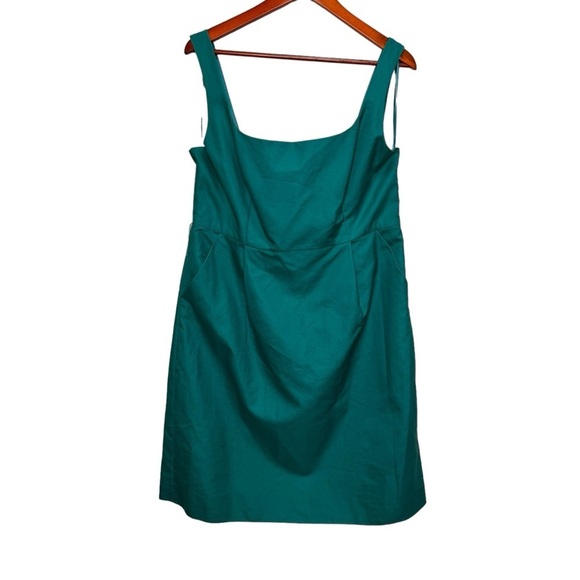 J. Crew Green Square Neck Dress with Pockets No Belt Size 16 NWT - Picture 2 of 9